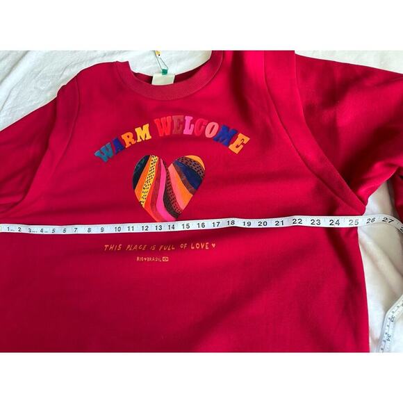 FARM Rio NWT Warm Welcome Sweatdress Sweatshirt Dress Red Rainbow Heart Size L - Picture 7 of 14